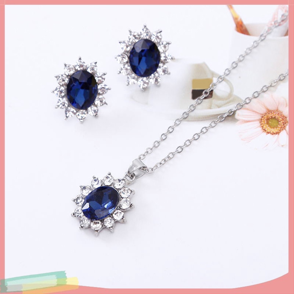 Set trang sức mặt đính đá quý nhân tạo phong cách cực thời trang