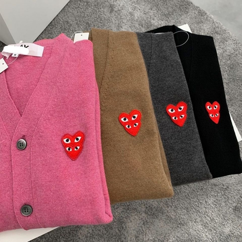 Bán Chạy!Áo Khoác Cardigan Len Dệt Kim Thêu Hình Trái Tim Đỏ Phong Cách Kawakubo Rei Nhật Bản Cao Cấp Cho Cặp Đôi Niche