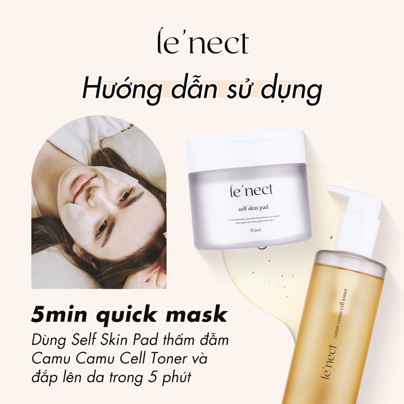 Nước cân bằng BB Le'nect Camu Camu Cell Toner + Bông tẩy trang Le'nect Self Skin Pad