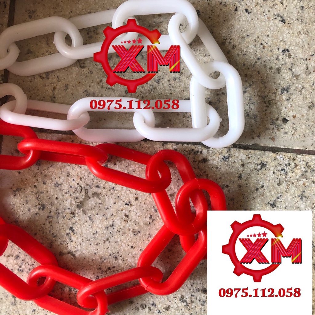 Dây xích nhựa trắng đỏ phi 6 dài 25m