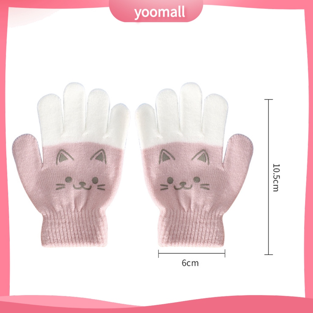 1 Đôi Găng Tay Dệt Kim Dày Giữ Ấm In Họa Tiết Thú Hoạt Hình Dễ Thương Cho Bé