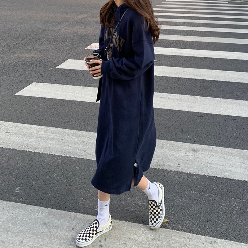 Đầm Dài Qua Gối Dáng Rộng Phong Cách Hàn Quốc Thời Trang Mùa Đông Xinh Xắn