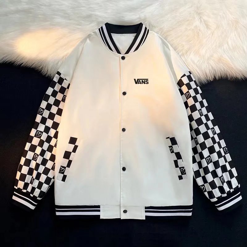 Áo Khoác Bóng Chày Cỡ Lớn In Họa Tiết Caro Phong Cách hip hop Nhật Bản Thời Trang Cho Nam size S-3XL