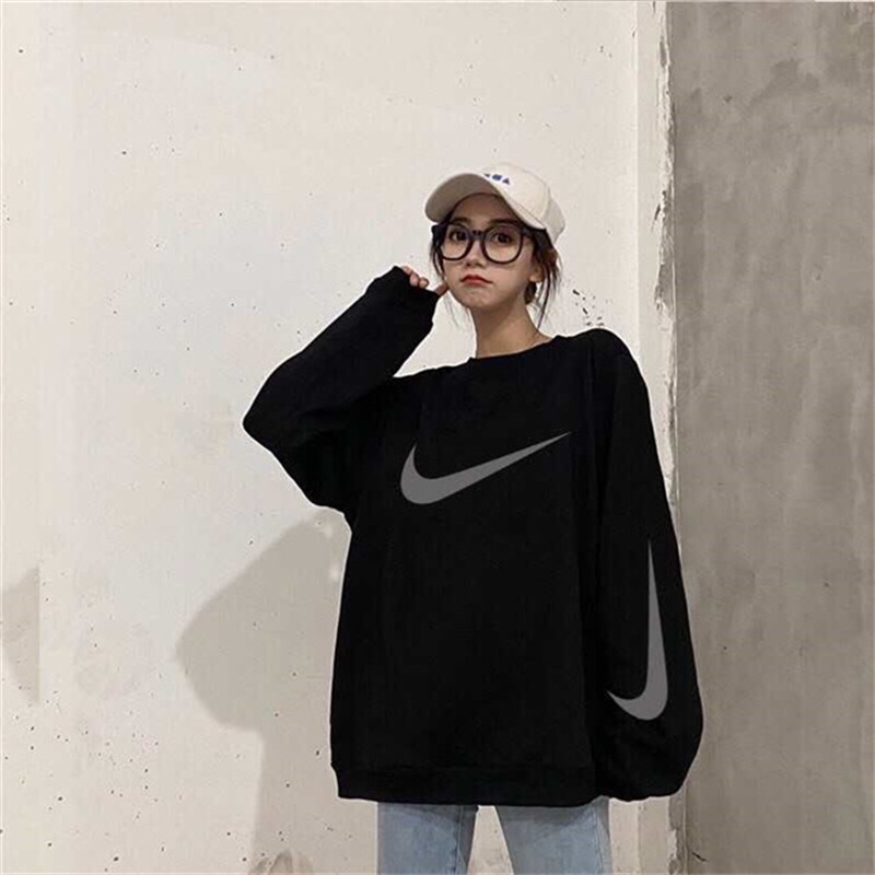 Áo Sweater Nike 100% Chính Hãng Tay Dài In Logo Phản Quang Cá Tính Cho Nam