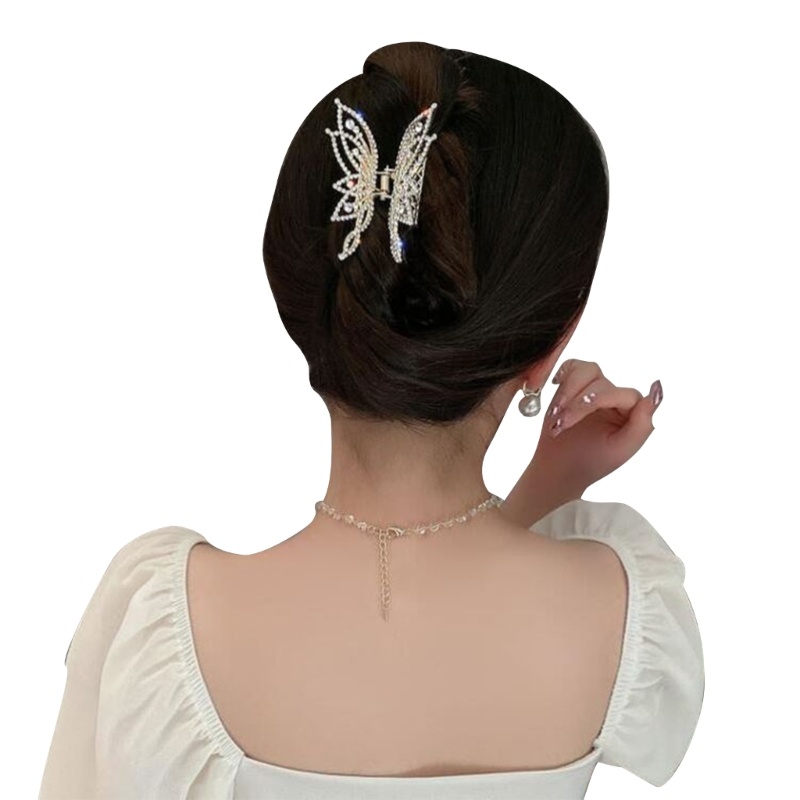 Kẹp Tóc Càng Cua 2 "Bằng Kim Loại Đính Đá Và Ngọc Trai Nhân Tạo Kiểu Tóc Cho Nữ