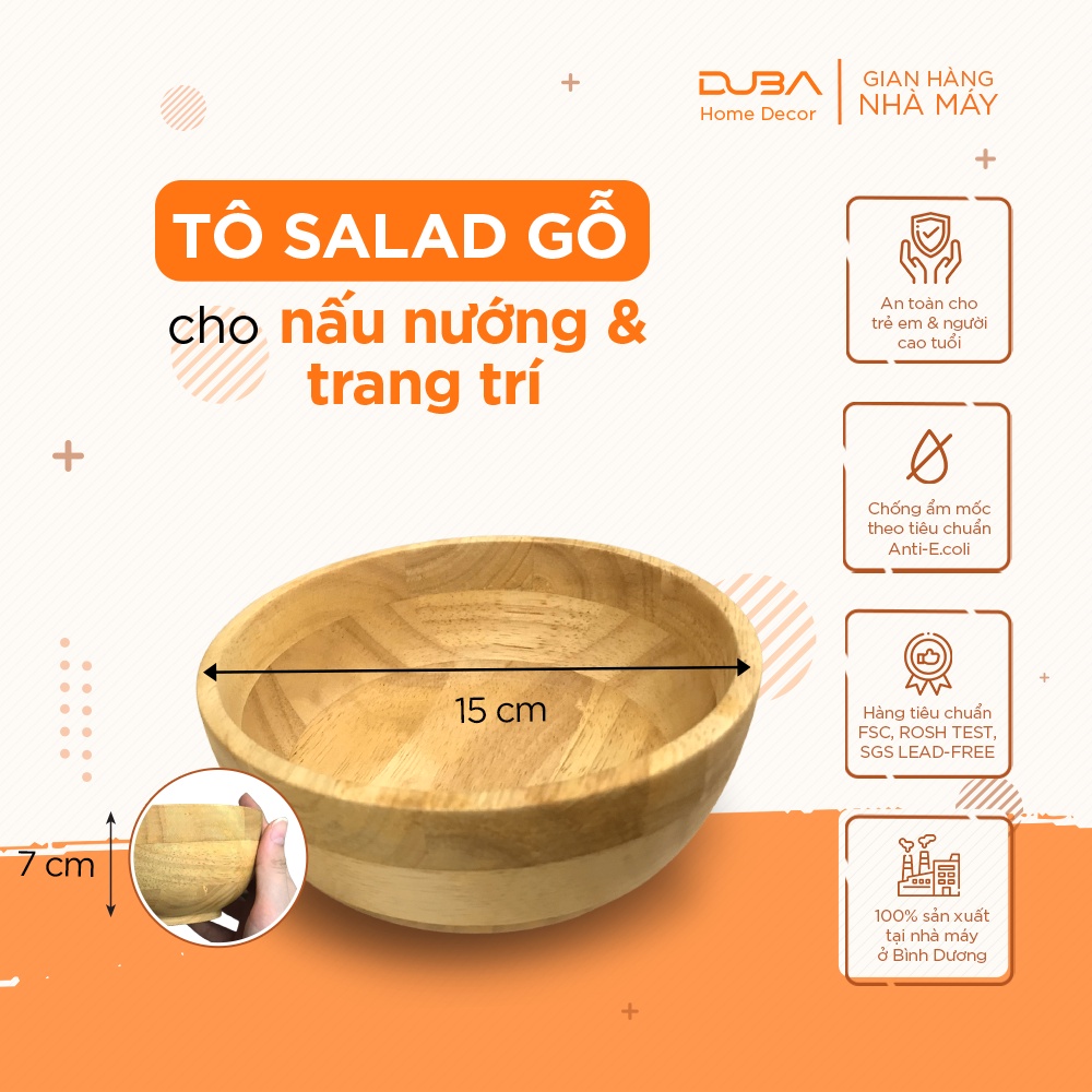 Tô gỗ tự nhiên, bát gỗ cao su chuẩn xuất khẩu - Duba