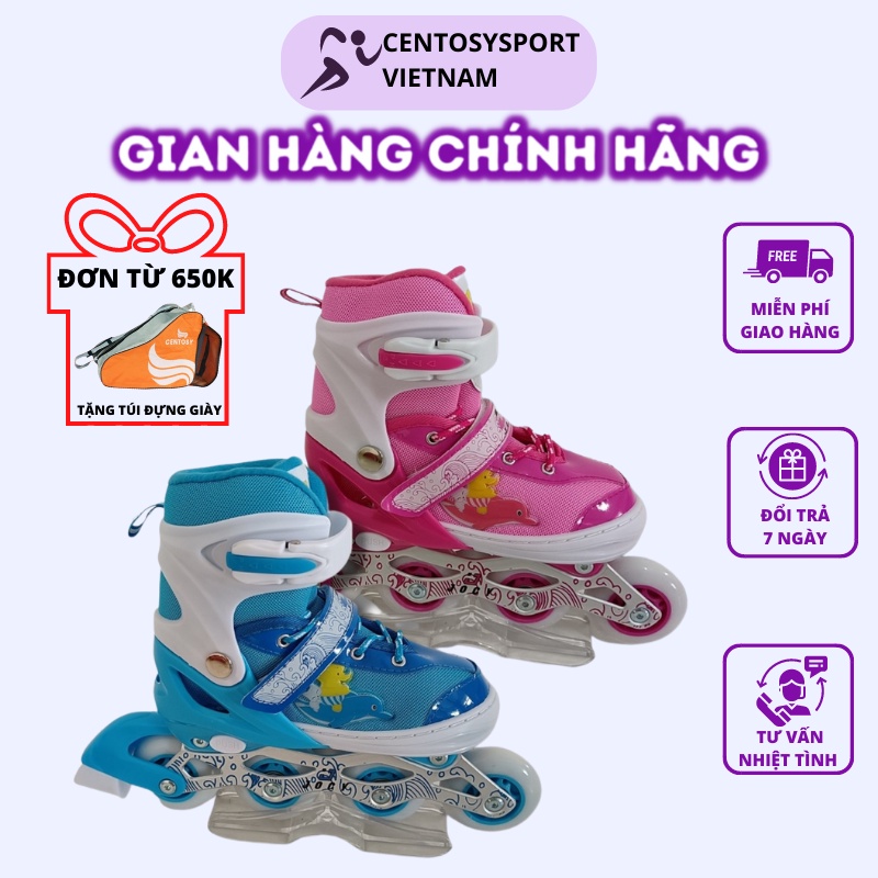 Giày Patin Trẻ Em  - Jocy Mega - Có Đèn Bánh, Form Chắc Chắn, Phanh Chân An Toàn - Centosy 6185