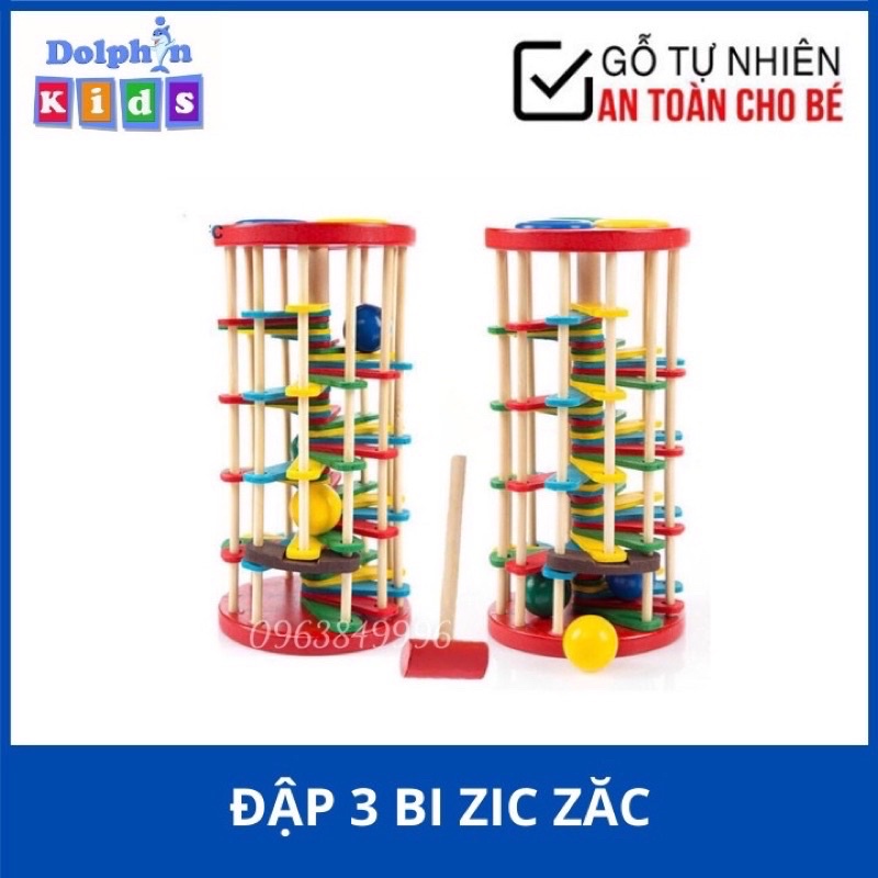 Hộp đập bi gỗ zic zắc vận động