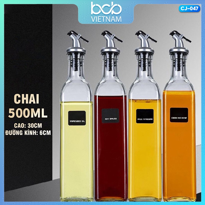 Lọ Thủy Tinh Đựng Gia Vị Đựng Dầu  Đa Năng Có Vòi Inox Đổ Tiện Lợi CJ-047