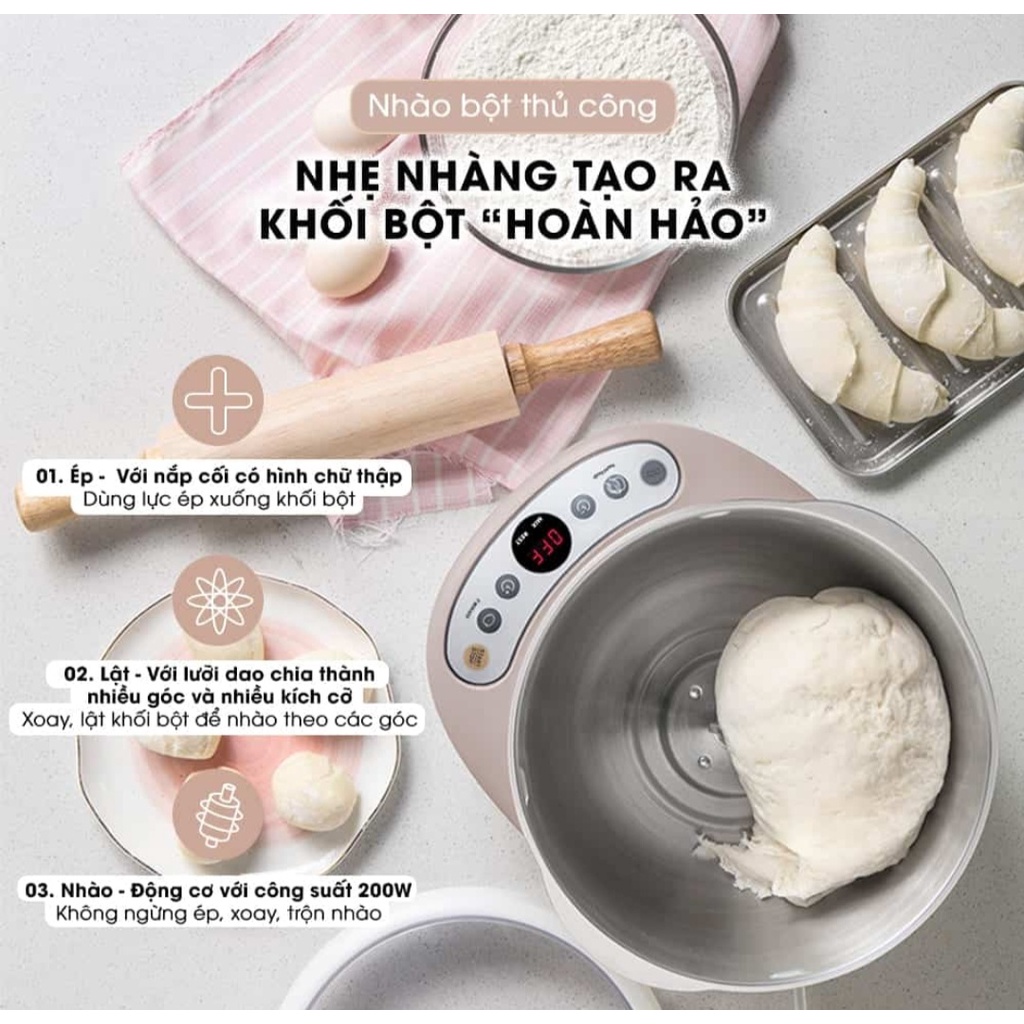 Máy nhào trộn bột mì làm bánh công suất lớn hộ gia đình đa chức năng thép không gỉ Bền