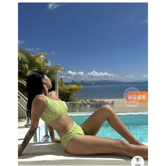 BIKINI MỘT MẢNH XANH LÁ CÂY KÈM MÚT KHOÉT EO SEXY