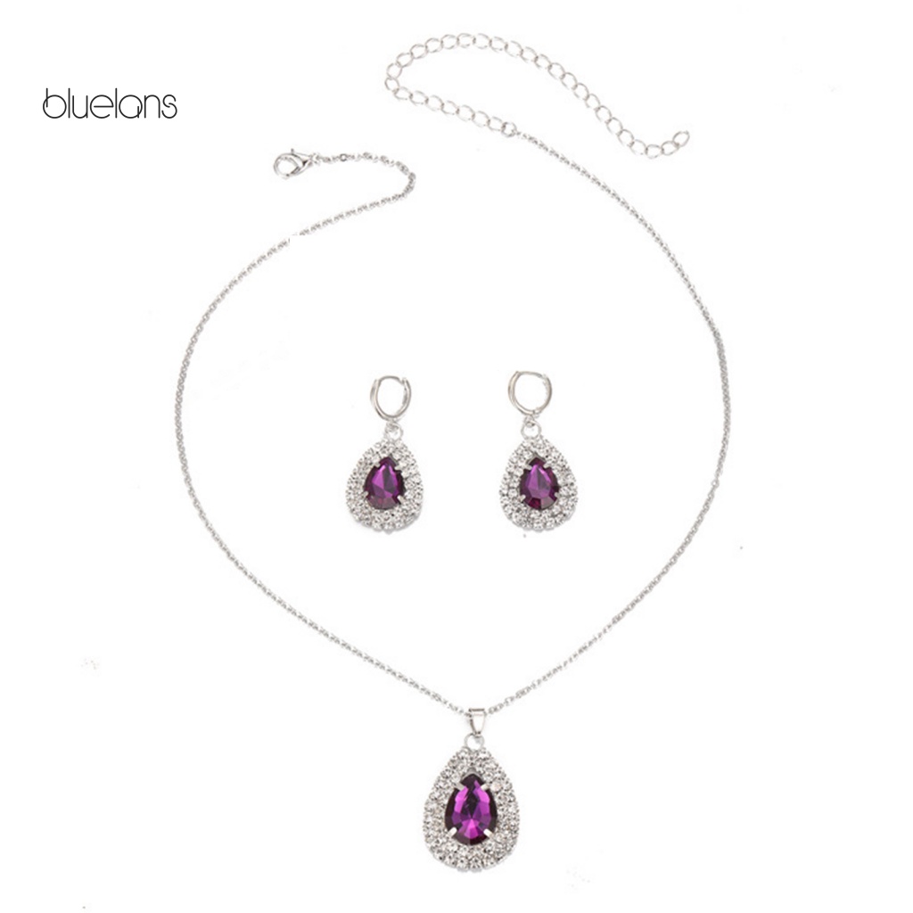 1 Set Phụ Kiện Trang Sức Gồm Vòng cổ / Bông Tai Đính Đá Khối Lập Phương Sang Trọng