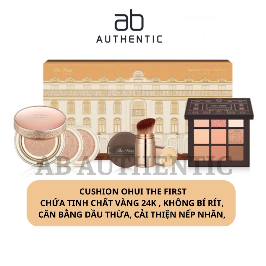 Set Phấn nước tinh chất vàng 24k OHUI The First Geniture Ampoule Cover Cushion SPF50+ PA+++ 15g