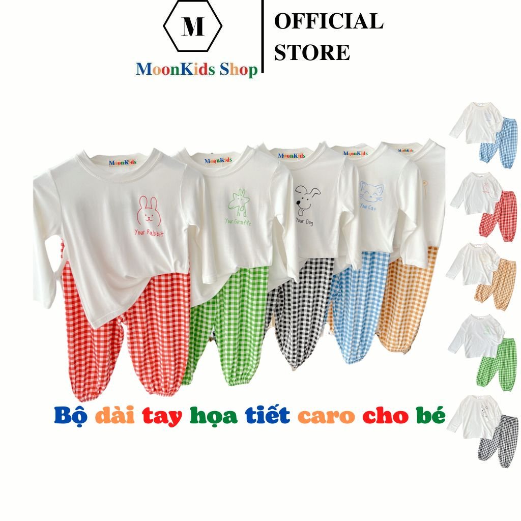 Bộ Quần Áo Dài Tay MOONKIDS SHOP Cho Bé,Chất Liệu Thun Lạnh dành cho Bé trai,bé gái từ 6-18kg