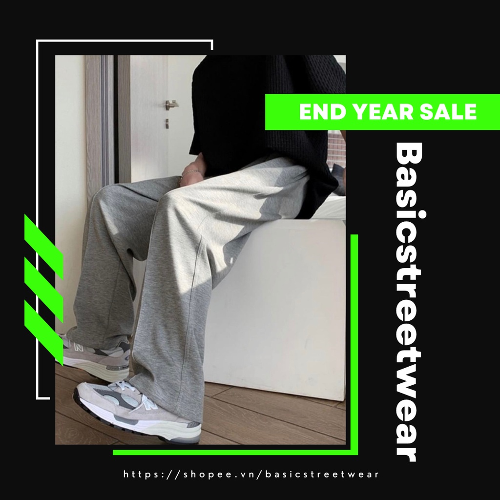 Quần Ống Rộng Nam Nữ Vải Nỉ Bông Cotton Thoáng Mát Unisex Đen Xám Trơn Cơ Bản Xuông Ulzzang Basic Streetwear - QNX01