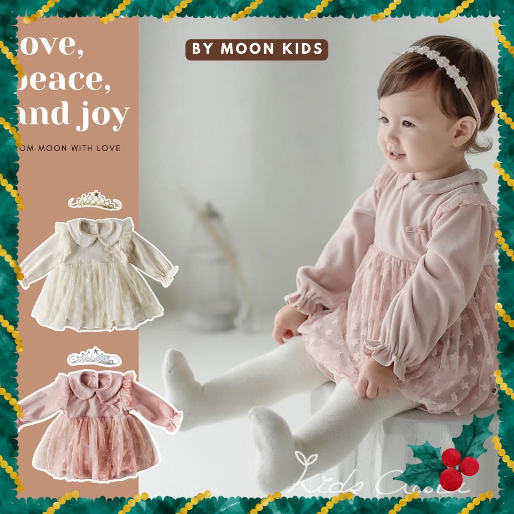 Váy công chúa cổ sen liền body chip cho bé gái 7 - 13kg