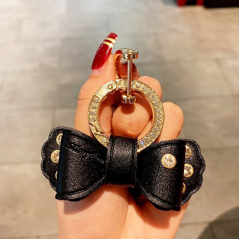 Móc Chìa Khóa Gắn Nơ Đính Đá Giả Kim Cương Nổi Bật Cá Tính Nhiều Màu Sắc Lựa Chọn