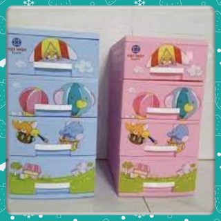 Tủ nhựa Kitty quần áo lót,đồ chơi nhỏ trẻ em Mini 3 tầng/4 tầng Việt nhật