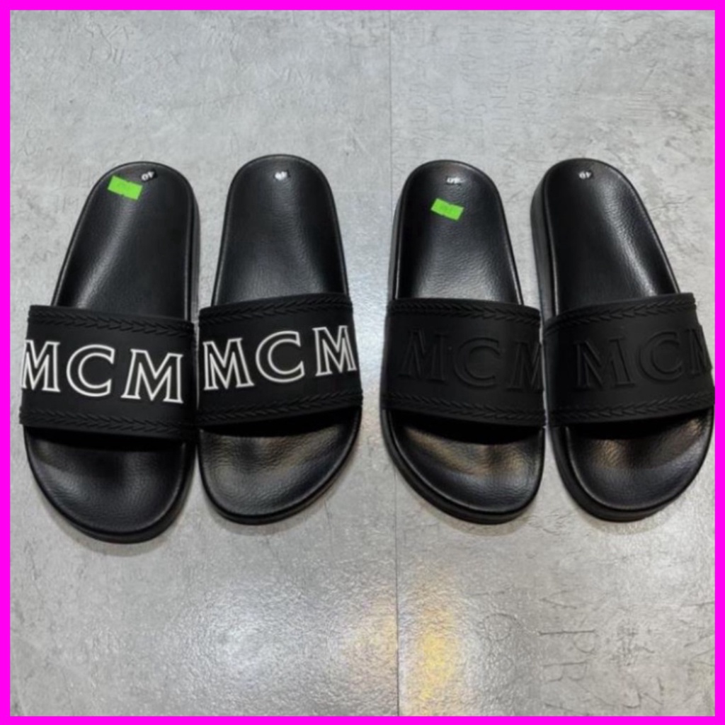 Dép Nam Mcm Đế Cao Su Chữ Dập Nổi - Dép Quai Ngang MCM Chữ Nổi Cho Nam boutique Xmenshop