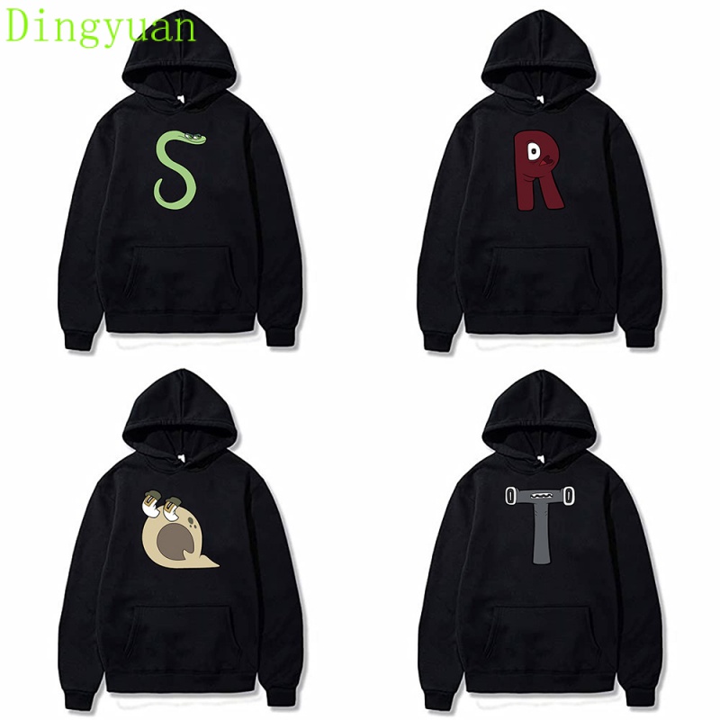 Áo Hoodie Unisex In Chữ Q R S T Alphabet Lore Nặng 250g