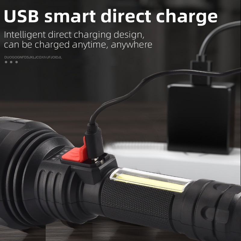 Đèn Pin Mini 9 Bóng Led Bằng Nhôm Siêu Sáng Kèm Sạc USB Tiện Dụng Mang Theo Du Lịch