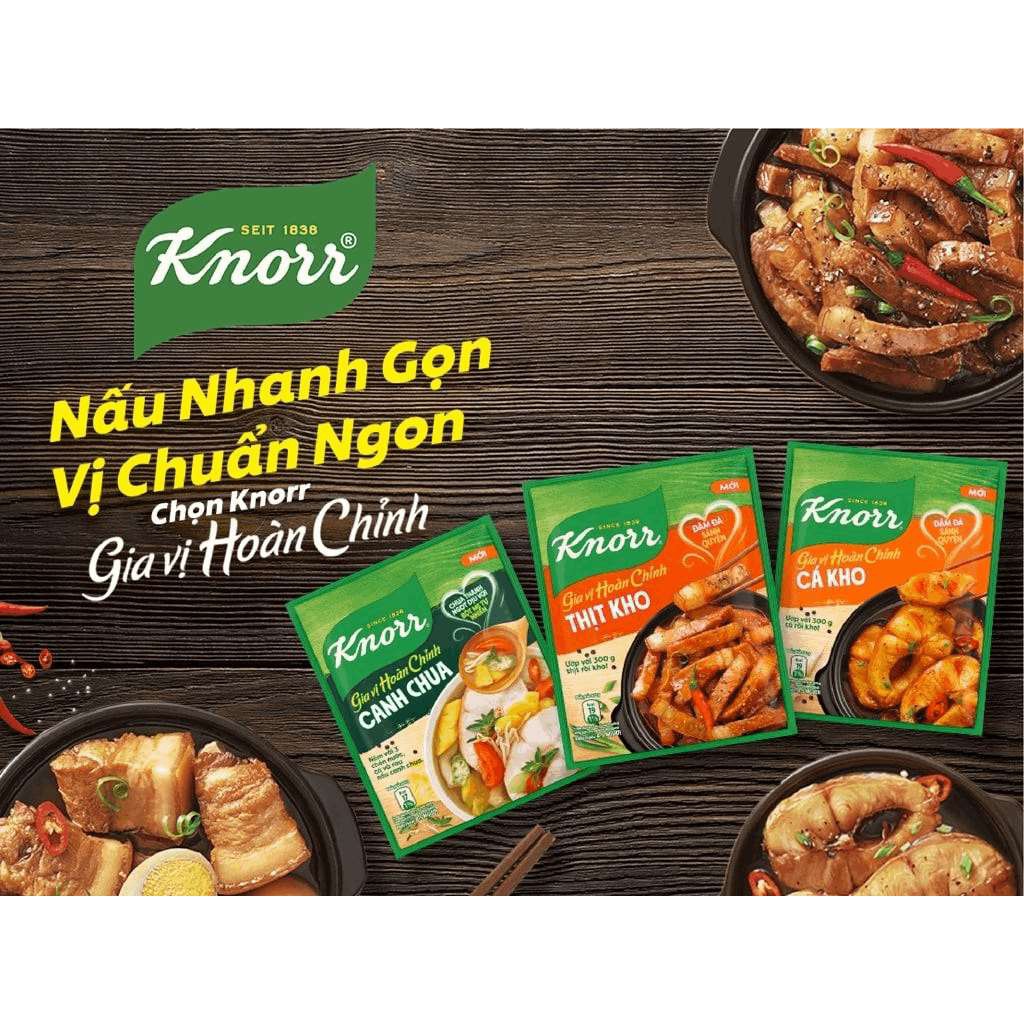 Combo 5 gói  gia vị kho cá Knorr hoàn chỉnh.