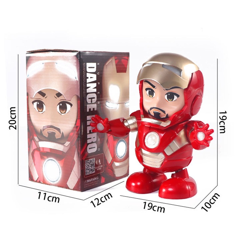Đồ chơi robot siêu anh hùng, iron man, người nhện, khổng lồ xanh nhảy múa có đèn nhạc vui nhộn cho bé từ 6 tháng tuổi