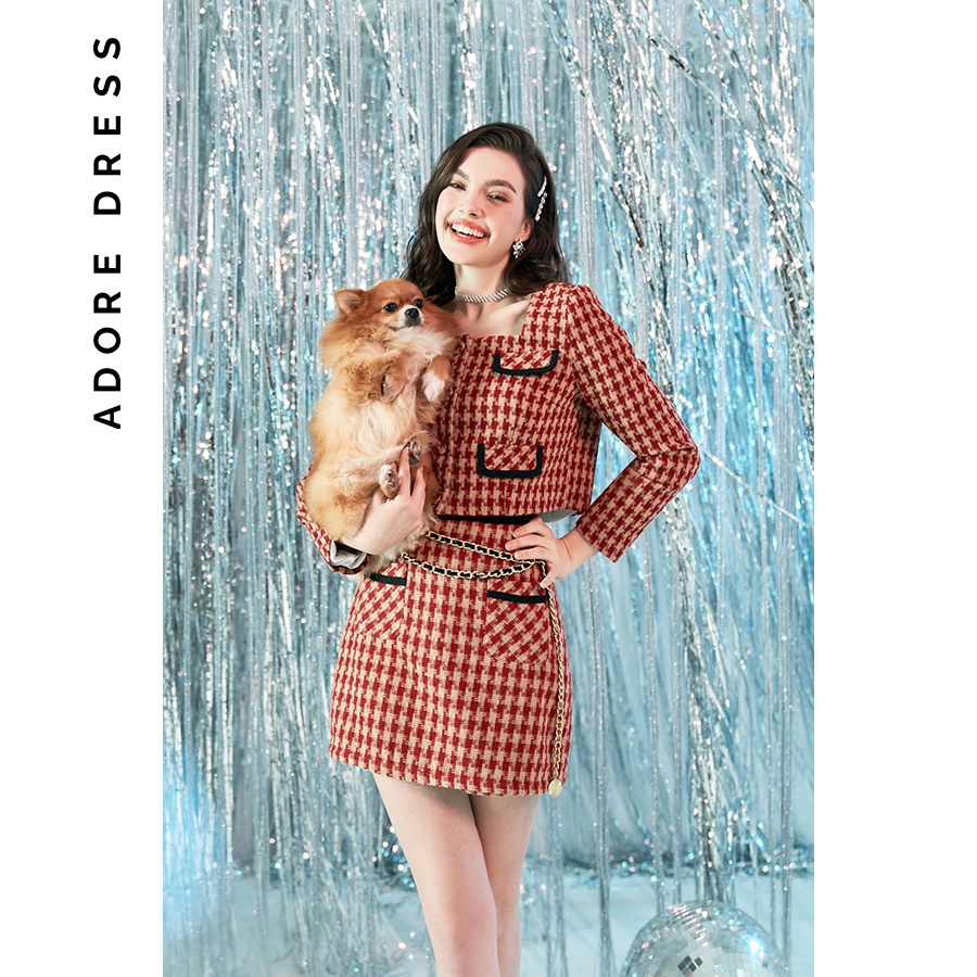 Áo crop blazer 4 túi viền tweed màu 2 màu 2BL3002 ADORE DRESS