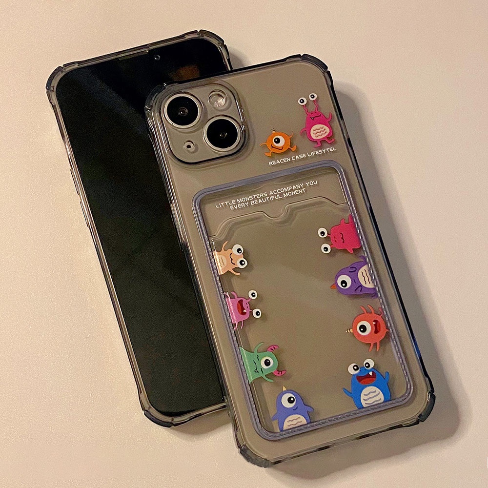 Ốp Điện Thoại TPU Mềm Trong Suốt In Hình Quái Vật Dễ Thương Chống Dấu Vân Tay Cho IPhone 11 12 13 14 Pro Max 14 Plus