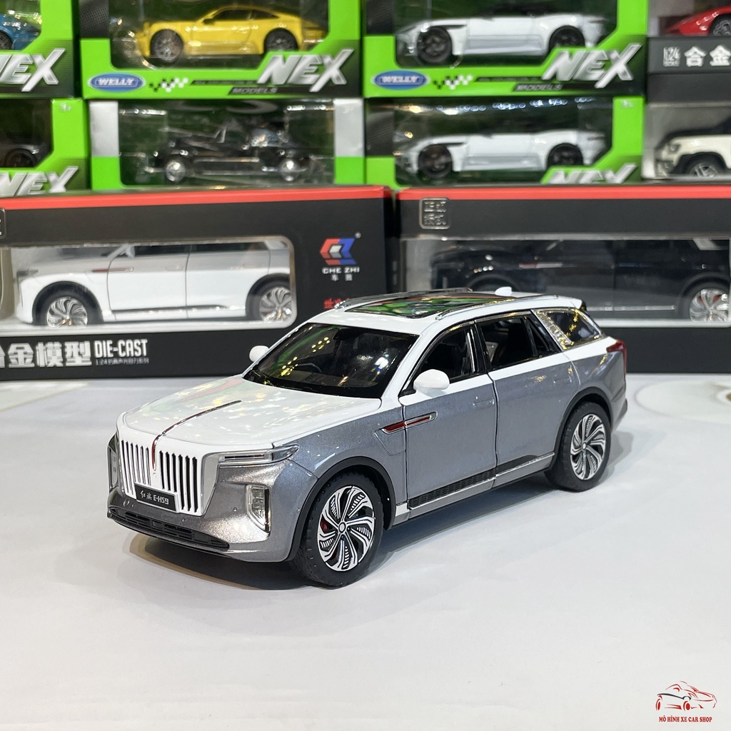Mô hình xe Hongqi E-HS9 tỉ lệ 1:24 chất liệu hợp kim 3 màu Trắng, Đen, Xám