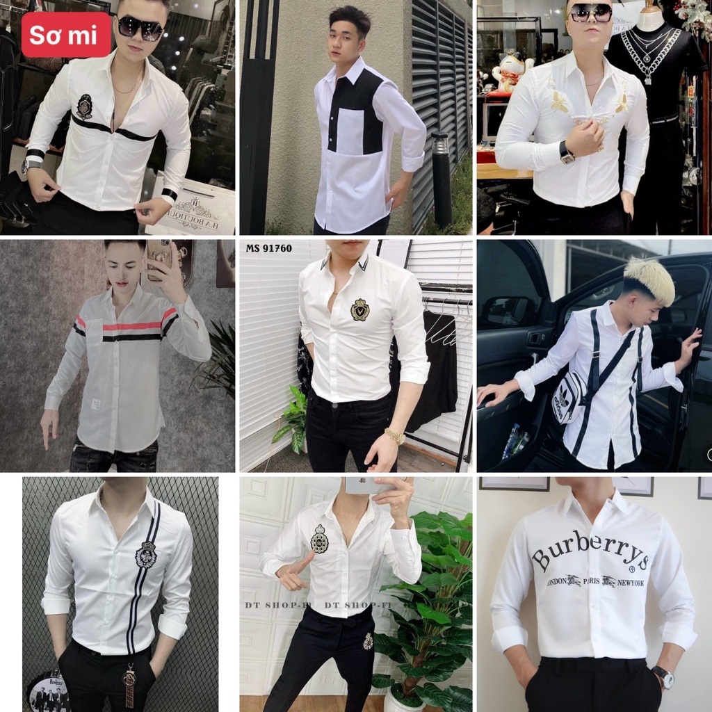 Áo sơ mi trắng nam tay dài, áo sơ mi lụa nam phong cách hàn quốc họa tiết siêu đẹp mẫu mới nhất hottrend