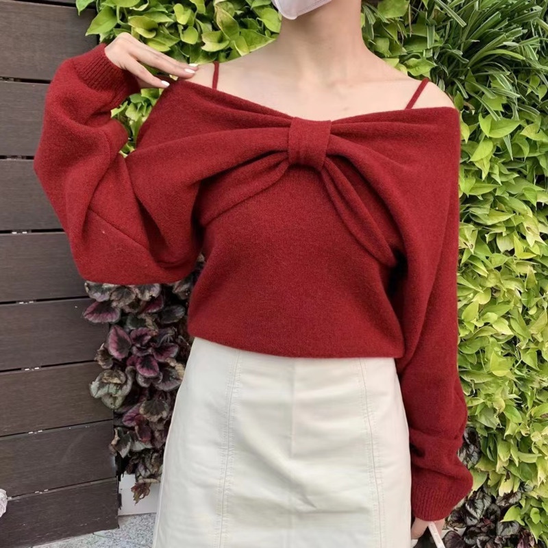 Áo Sweater Tay Dài Thắt Nơ Phong Cách Hàn Quốc Cổ Điển Thời Trang Mùa Thu Dành Cho Nữ