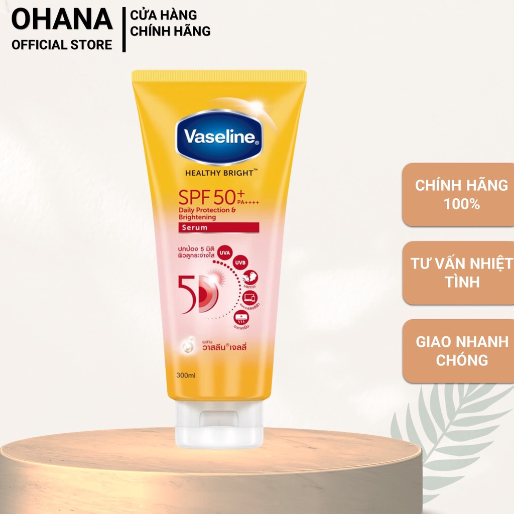 Serum chống nắng Vaseline 50x, sáng da gấp 2x Daily Healthy Bright SPF 50+ PA++++ 300ml