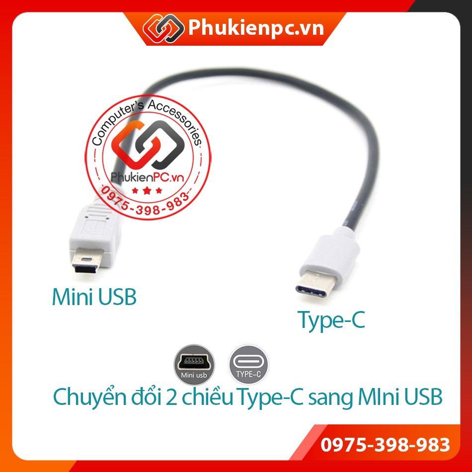 Dây cáp Type C sang Mini USB size dài từ 25cm 50cm 100cm
