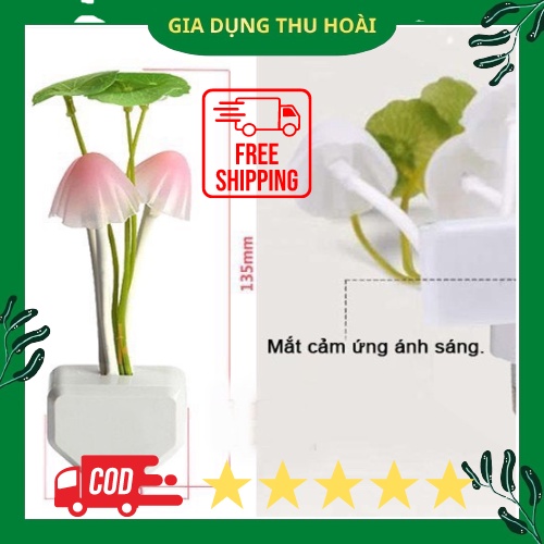 (PVN6376 Miễn Ship ) Đèn Ngủ Nấm Cảm Ứng Ánh Sáng Đổi Màu, Đèn Ngủ Led Cảm Biến Ánh Sáng Hình Nấm