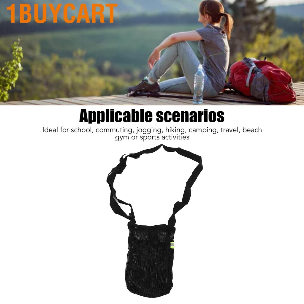 1buycart Water Bottle Holder Portable Mesh Bag with Adjustable Shoulder Strap for Outdoor Fitness Exercise