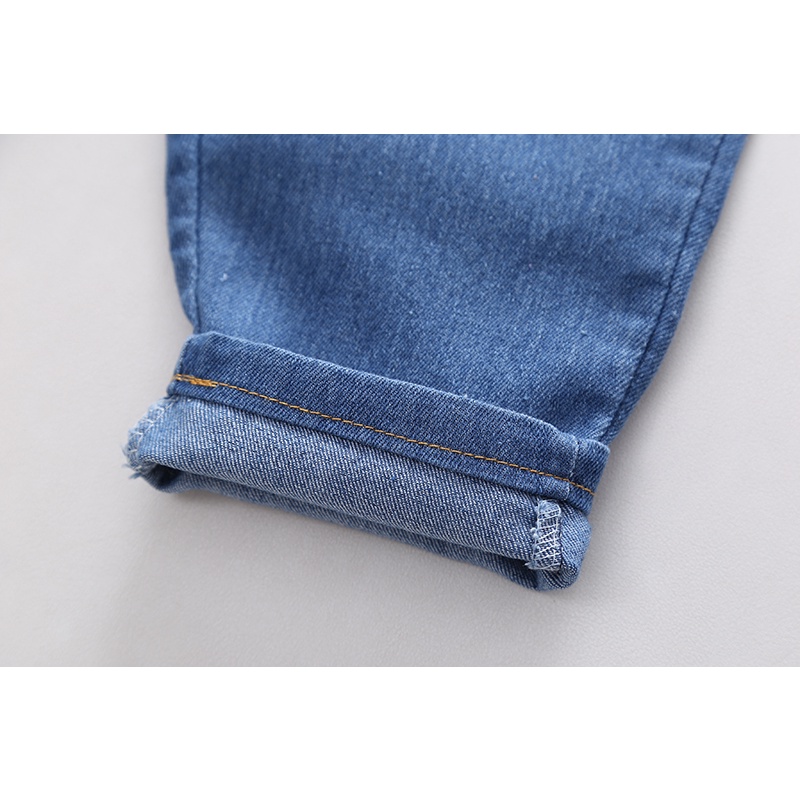 Bộ Áo Sơ Mi Tay Dài + Quần Denim Họa Tiết Doraemon Phong Cách Hàn Quốc Thời Trang Cho Bé Trai Gái 80-120cm