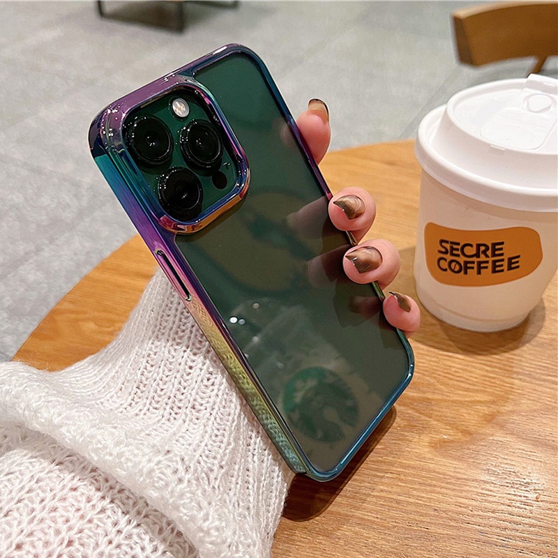 Ốp Điện Thoại Cứng Trong Suốt Viền Laser Lỗ Lớn Chất Lượng Cao Cho iPhone 14 13 12 Pro Max