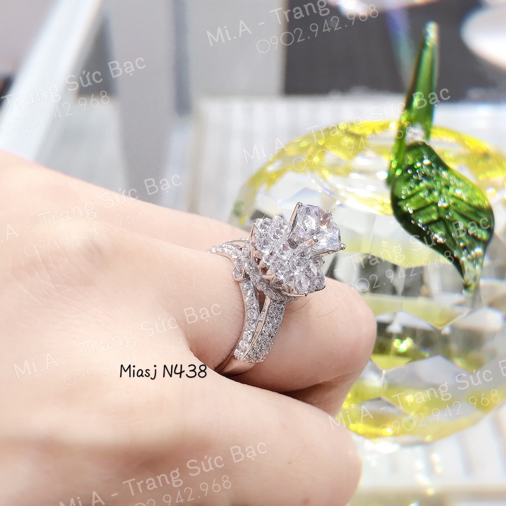 Nhẫn nữ bạc Ý S925 MiASJ N438 nạm đá cao cấp, sang trọng, lung linh