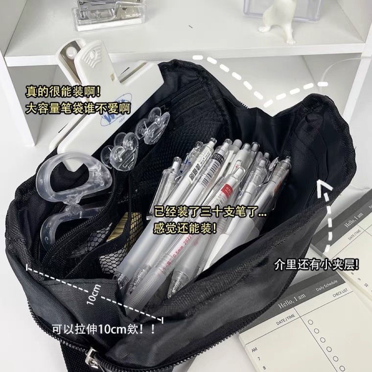 Túi Đựng Bút Kẻ Ô Nhiều Ngăn Sức Chứa Lớn Chống Bẩn Màu Xanh Lá Đậm Phong Cách Mới hộp bút to