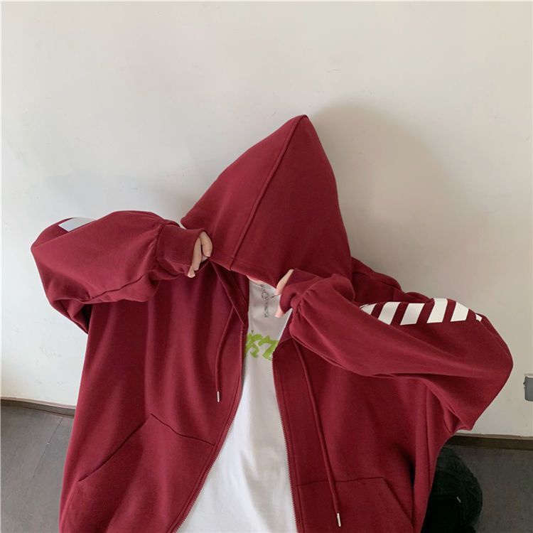 IELGY Áo Hoodie Mỏng Dáng Rộng Phối Khóa Kéo Phong Cách Hàn Quốc Cho Nữ