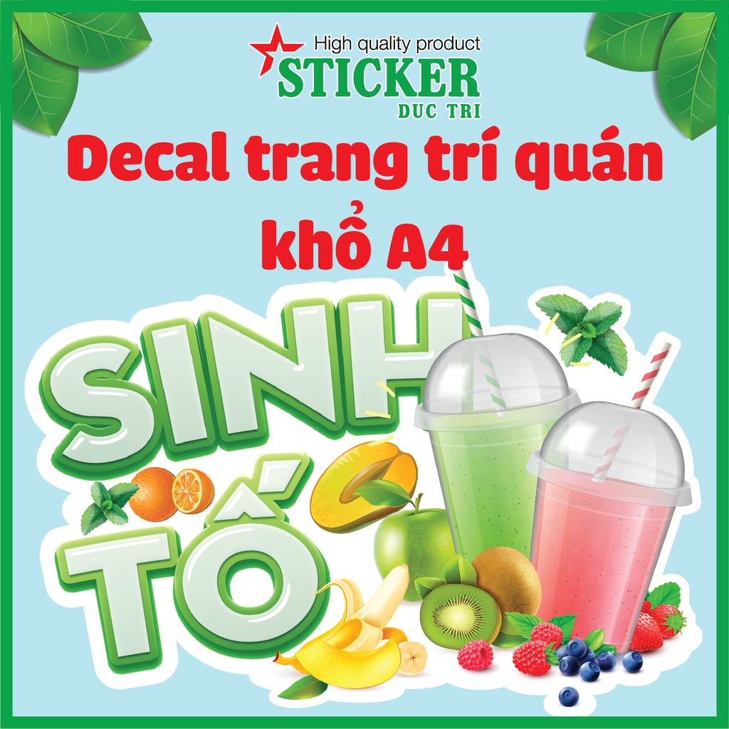 Miếng Dán SINH TỐ dùng Trang Trí Quán,Tủ kính, Xe bán hàng...