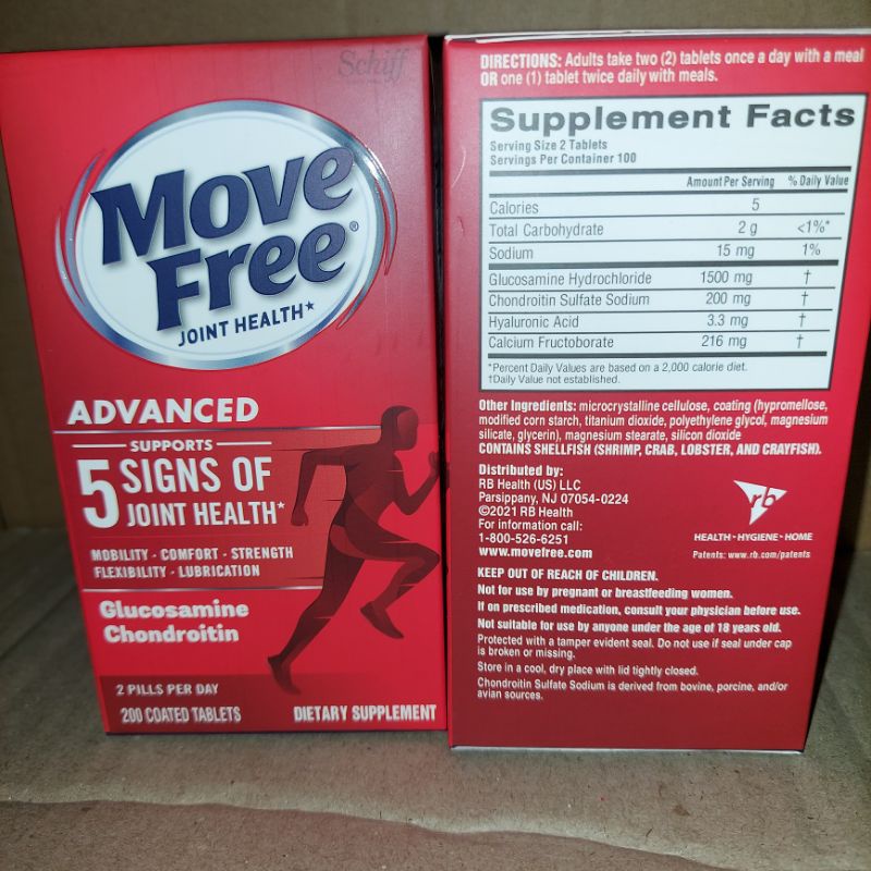 《Date 2026 -200 viên Mẫu mới Viên Uống Hỗ Trợ Xương Khớp Schiff Move Free Joint Health Advanced Glucosamine  Mỹ