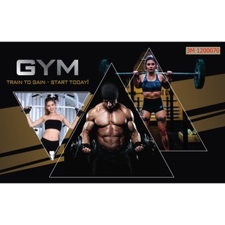 Tranh decal pp dán tường 3d trang trí phòng tập gym - fitness