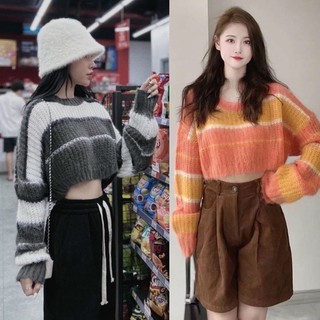 ÁO LEN SỌC CROPTOP (KÈM VIDEO HÌNH THẬT)