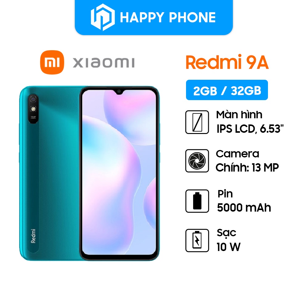 Điện thoại Xiaomi Redmi 9A (2GB/32GB) - Hàng Chính Hãng, Nguyên Seal, BH 18 tháng
