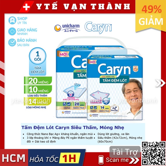 ✅ Tấm Đệm Lót Caryn Mỏng Nhẹ, Siêu Thấm | Giữ vệ sinh giường bệnh, xe lăn -VT0251