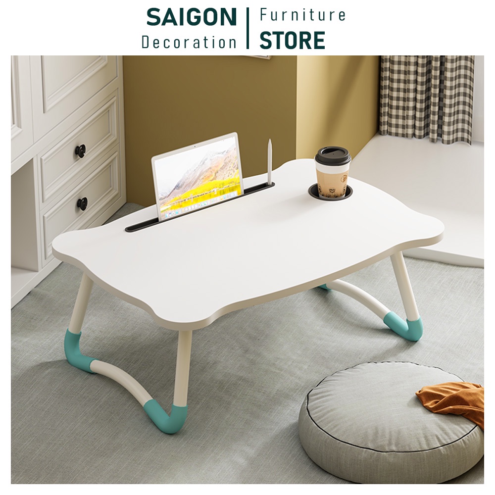 Bàn học gấp gọn, bàn làm việc mini ngồi bệt khung sắt mặt gỗ chống nước nhỏ gọn di chuyển linh hoạt - SGP249