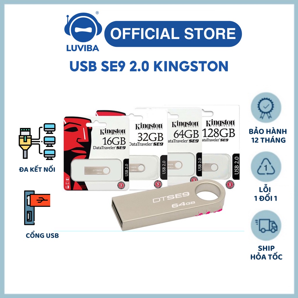 Usb Kington 3.0, 3.1, 2.0 64gb/ 32gb/ 16gb/ 8gb/ 4gb thiết kế nhỏ gọn, vỏ kim loại, chống nước LUVIBA UB20