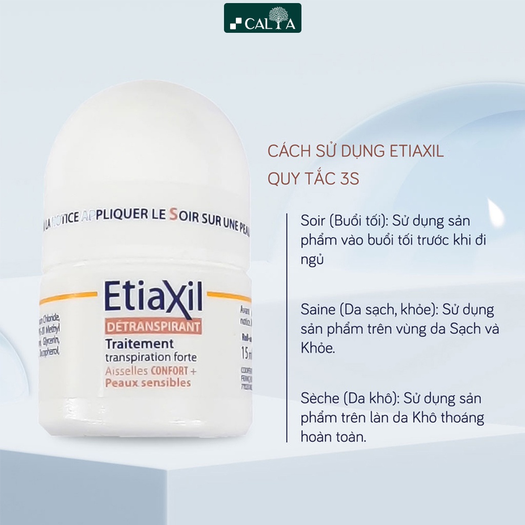 Lăn Khử Mùi Etiaxil Khử Mùi Tức Thì, Ngăn Tiết Mồ Hôi Chuyên Sâu - Etiaxil Detranspirant Aisselles Peaux Sensible 15ml